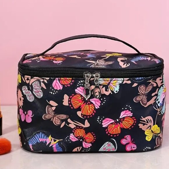 Multi- Colored Butterflies Bold Vibrant Train Case Cosmetics & Jewelry - Picture 1 of 1